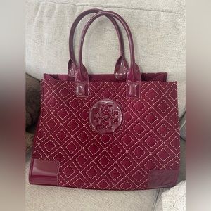 Tory Burch Ella Burgundy Quilted Tote
